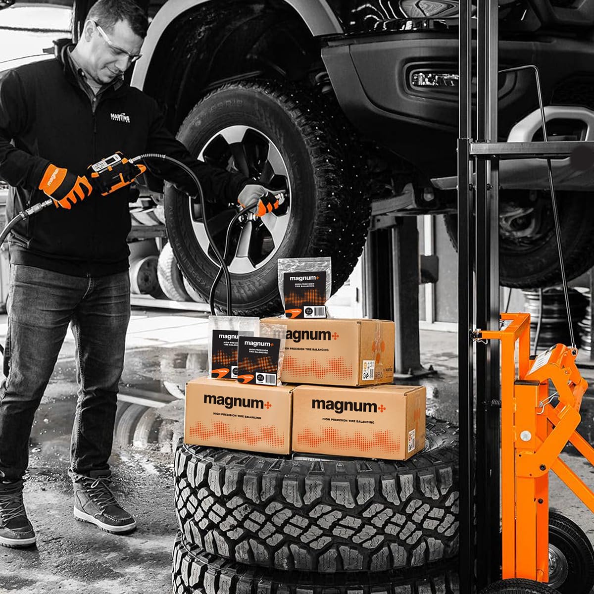 magnum+ Perline per bilanciamento pneumatici, in vetro temperato compatibile con TPMS, 4 sacchetti (370 g ciascuno)