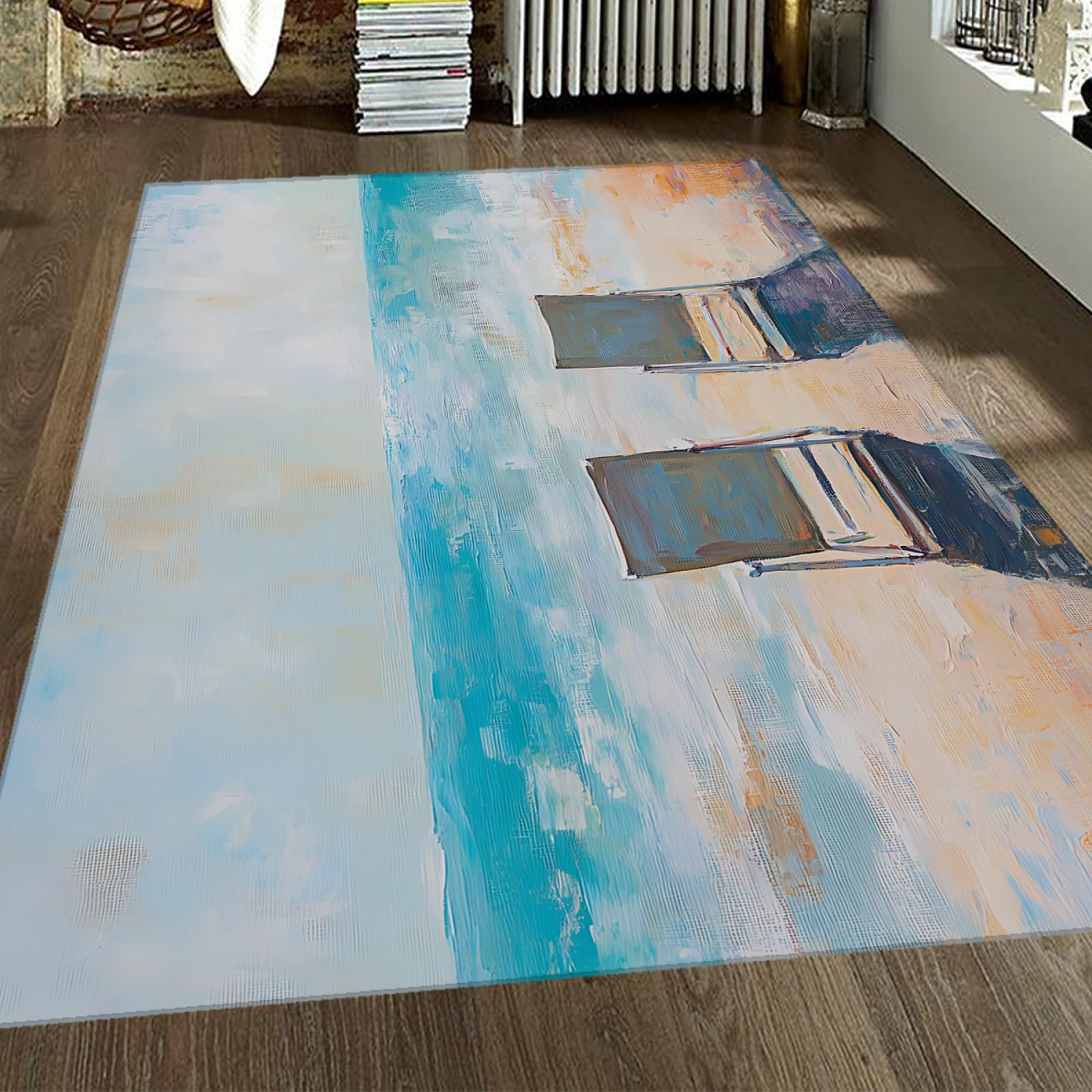 Tapis de sol doux à poils ras pour salon résistant et facile à laver