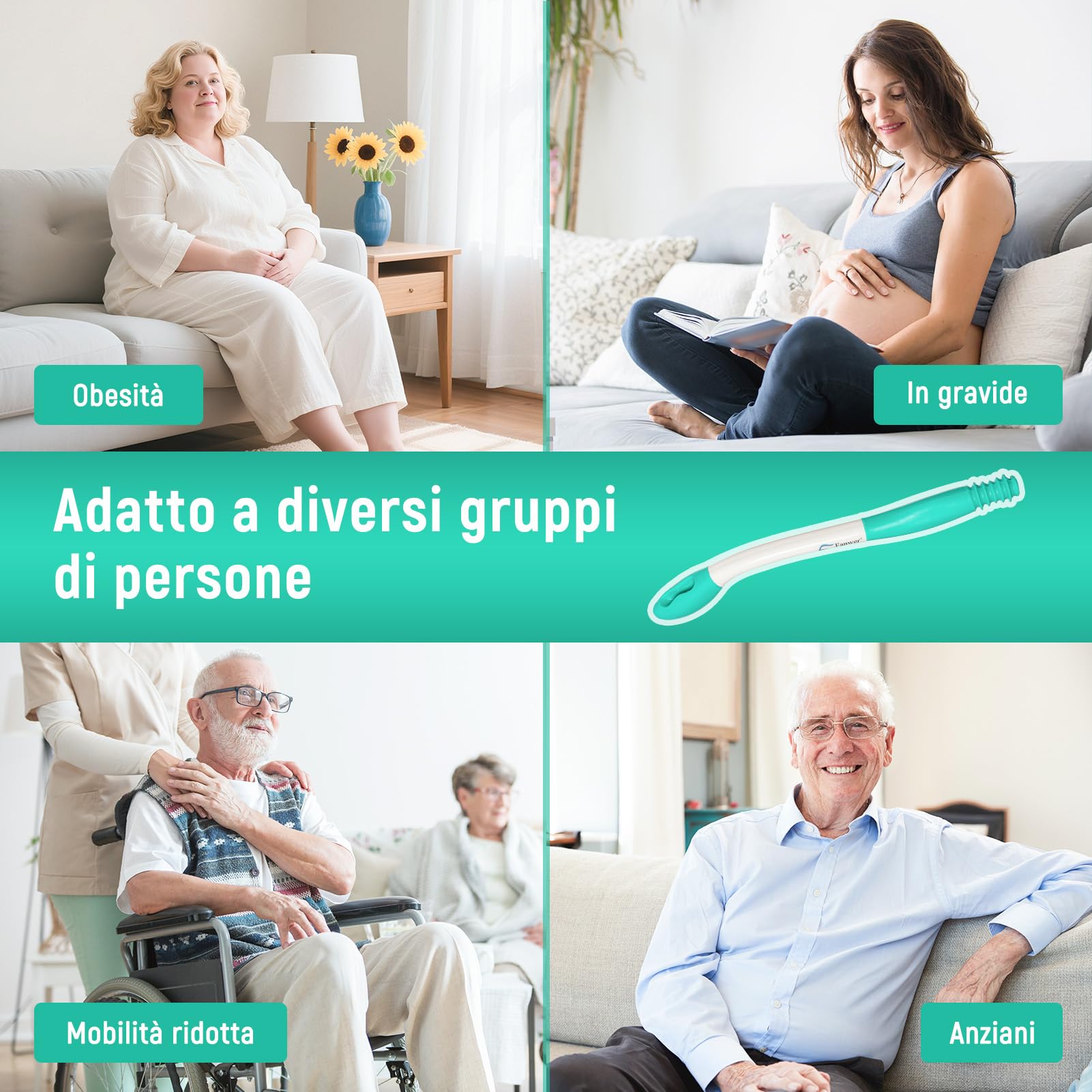 Bottom Wiper 2PCS, Easy Wipe Ausili per la Toilette, Manico Lungo Self Wipe, Comfort Tergicristallo, Salviette per Toilette per Le Donne Anziane e in Gravidanza Self Wipe Aiuto per più igiene
