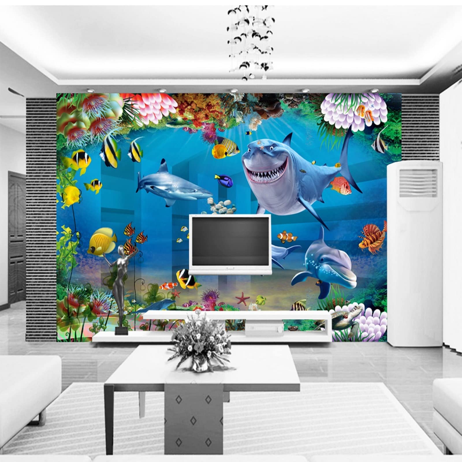 Carta Da Parati 3D Mondo Subacqueo Squali Delfini Sogno Carta Da Parati Camera Letto Moderna Fotomurali 3D Gigante Murale Decorazione