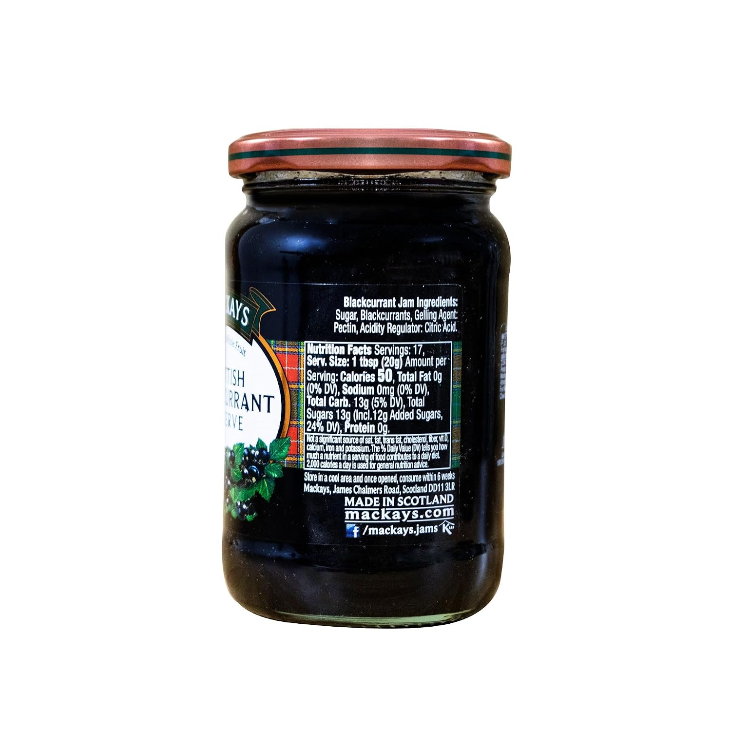 Mackays Scottish Blackcurrant Preserve Jam 340g (Pack of 2)| Imported from Scotland | Made with Whole Fruits | Vegan | Gluten-Free | No Artificial Colors or Preservatives