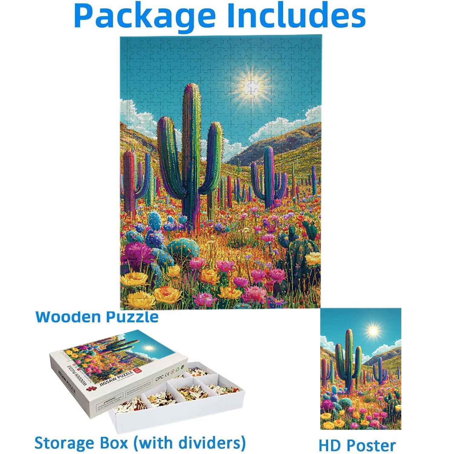 1500 Pezzi di Puzzle, cactus del deserto1500 Pezzi di Puzzle per Adulti, Regalo di Anniversario, Regalo di Natale, Decorazione Della Casa, Prevenzione Della Degenerazione Cerebrale Negli Anziani v735