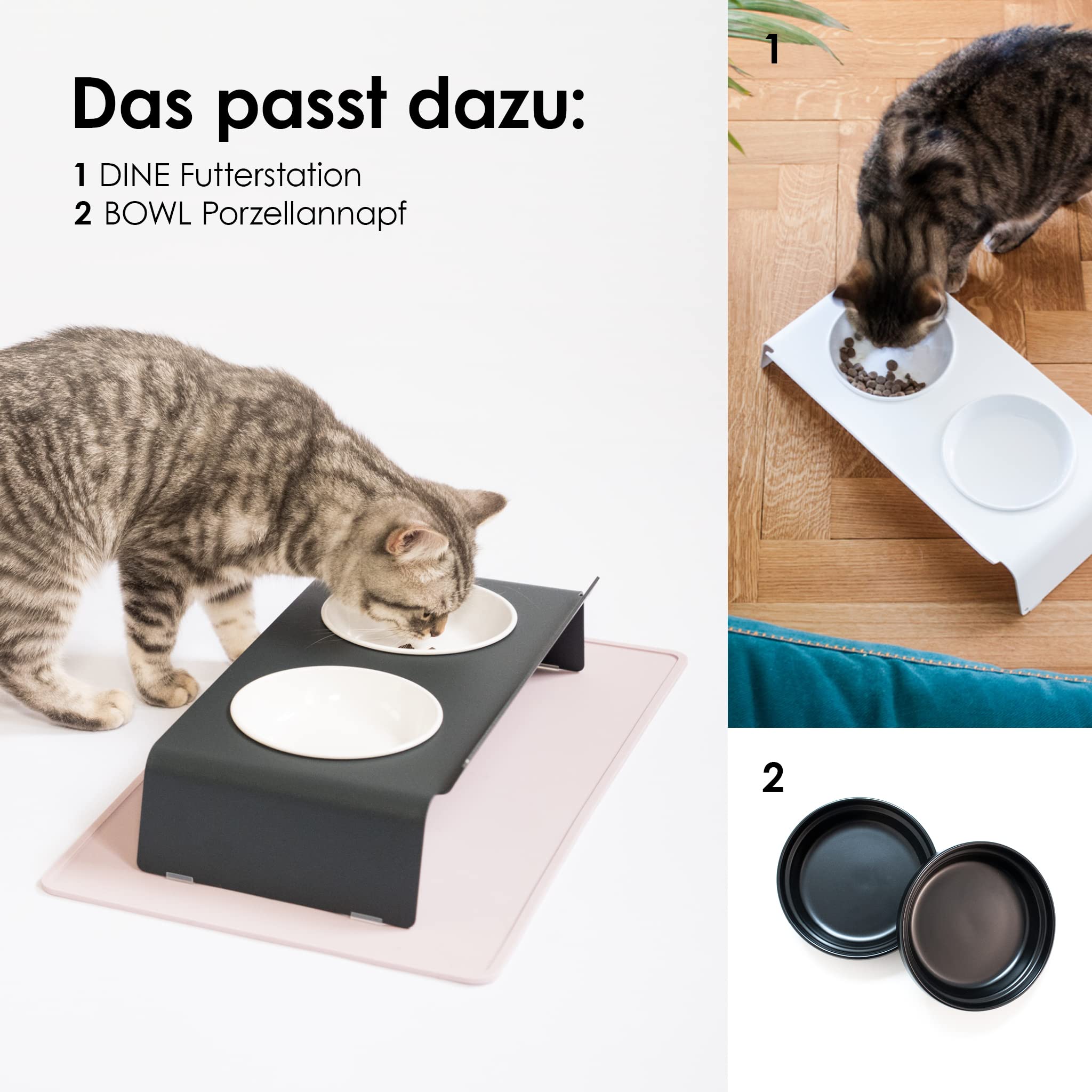 LucyBalu® Square Silikon Napfunterlage 50 x 29 cm I Rechteckige Futtermatte mit erhöhtem Rand I FDA-Zertifiziert & spülmaschinenfest I rutschfest für Katzen & Hunde I Taupe