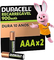 Duracell Pilha Recarregável AAA 900mAh Palito Com 2 Unidades – Ideal para Câmeras Digitais e Dispositivos de Alto Consumo
