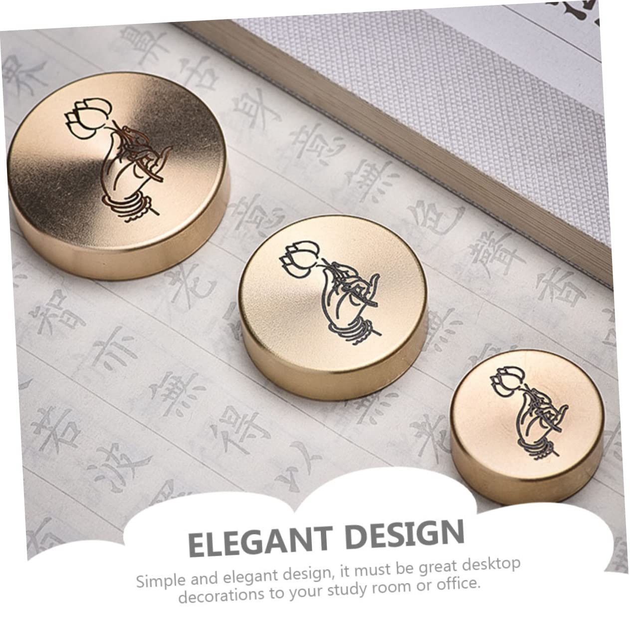 Didiseaon 3pezzi Peso Per Rame Vintage Fermacarte Rotondo Rame Per Calligrafia Cinese Accessorio Per Disegno e Scrittura Leggero e Facile Da Trasportare Design Elegante Per Artisti e
