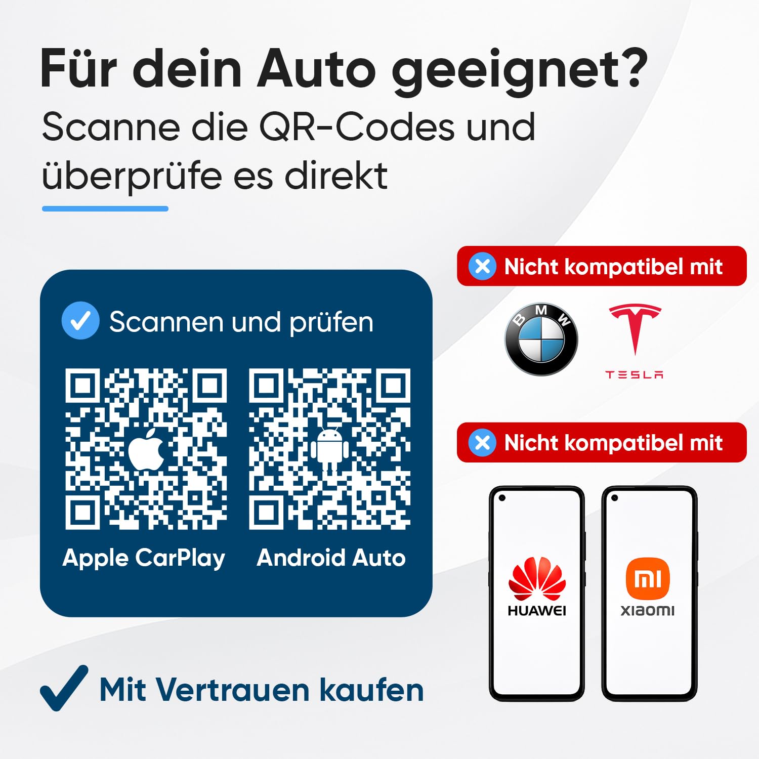 CarMe Ultra Mini 2-in-1 CarPlay Wireless Adapter & Android Auto Wireless Adapter, wandelt kabelgebundenes CarPlay & Android Auto in kabellos um, Easy Plug & Play für iOS 10+/Android 11+ (Schwarz)