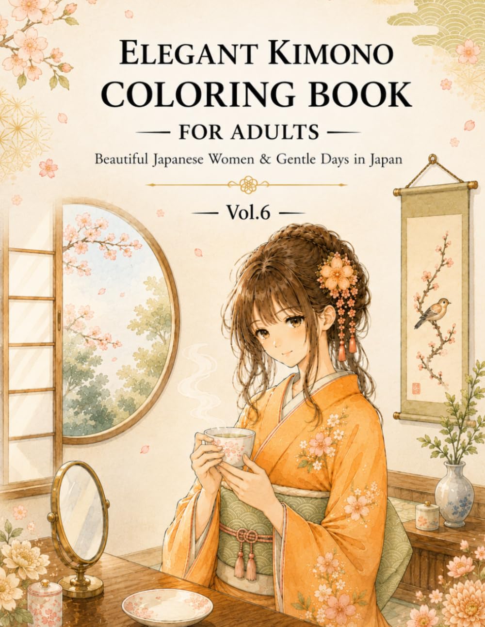 Elegant Kimono Coloring Book for Adult: Beautiful Japanese Woman & Gentle Days in Japan