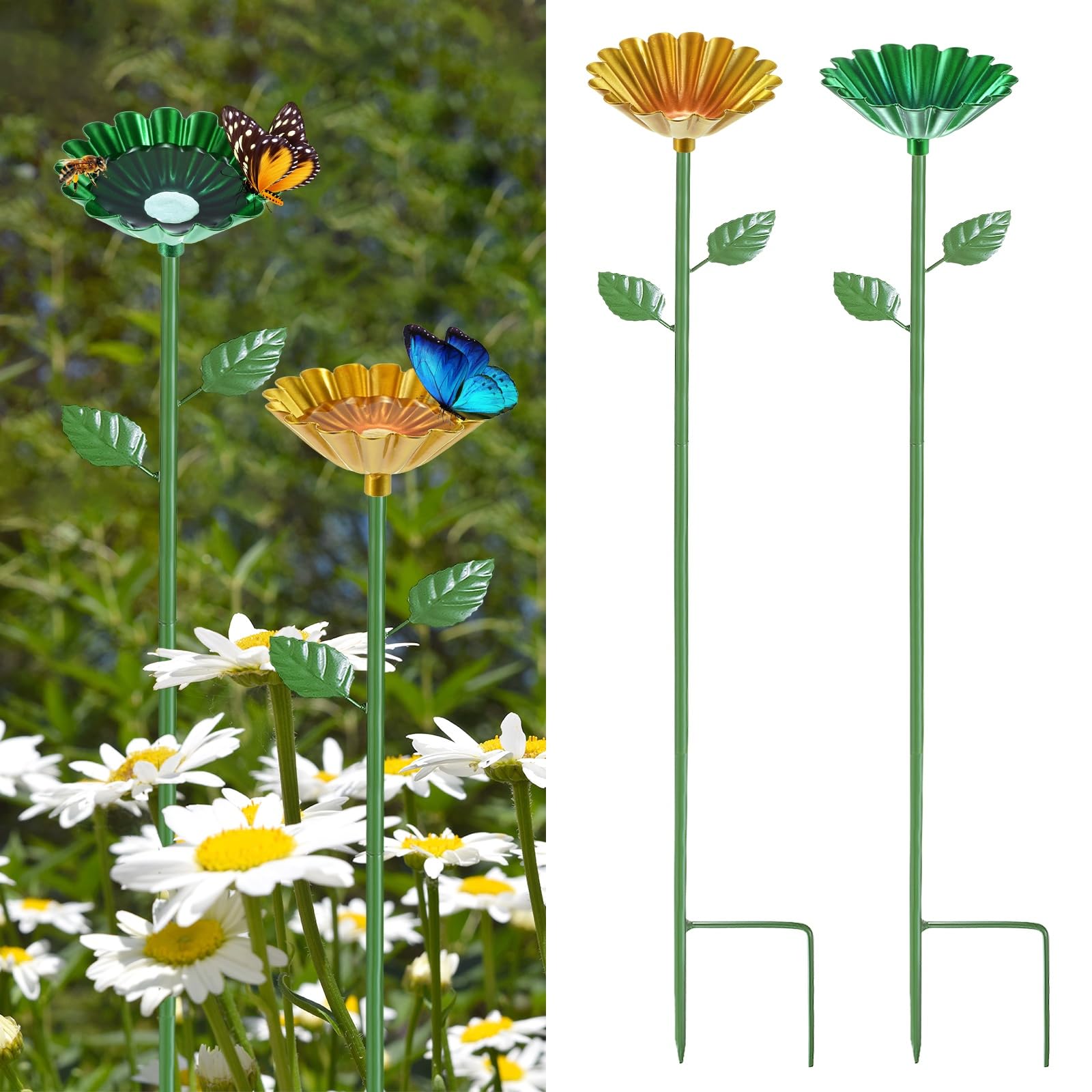 M METERXITY 2-Pack Bee Watering Station 64cm/25 inch, Yellow, Green