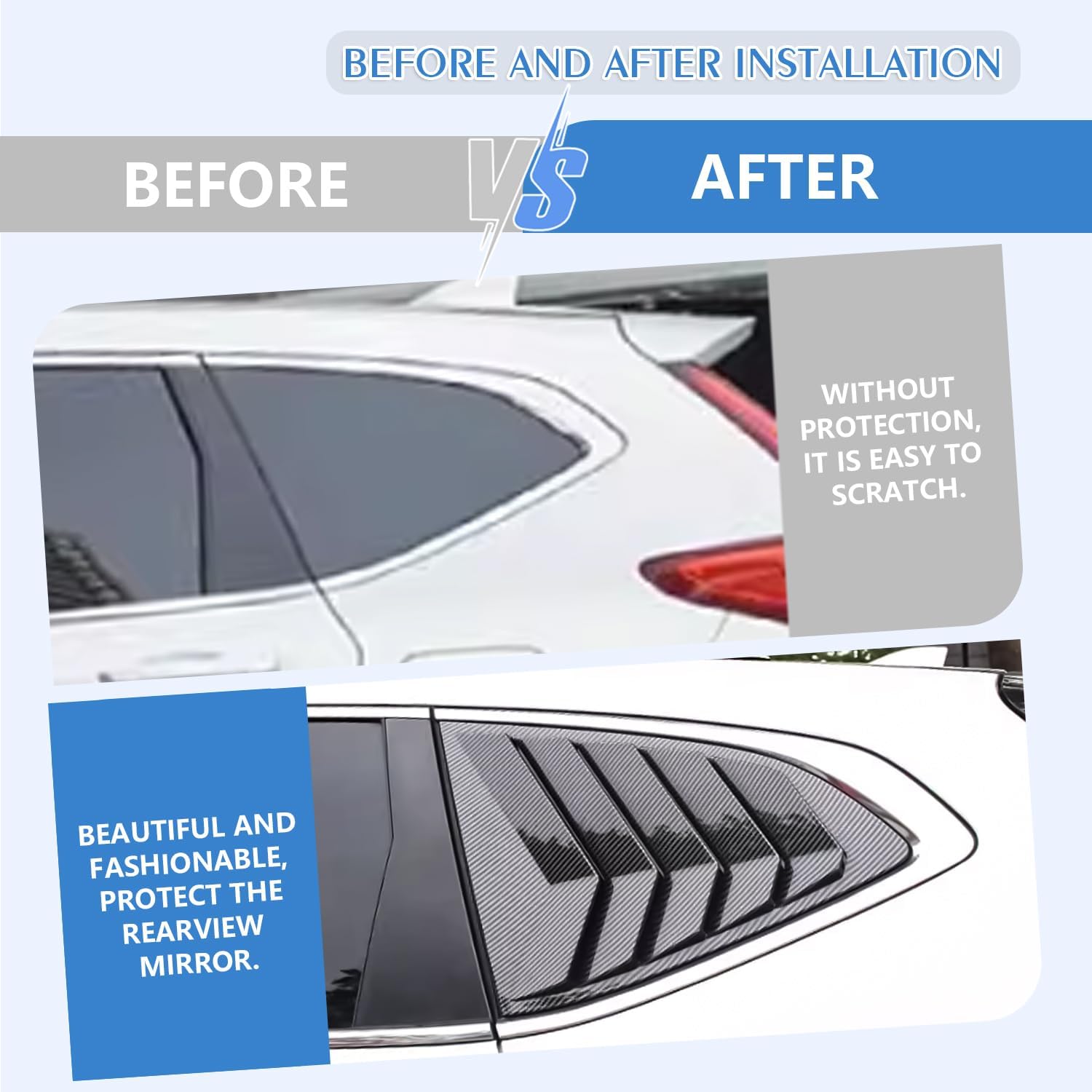 Compatible with Honda CRV CR-V 2017 2018 2019 2020 2021 2022 Window Louvers Racing Style ABS Window Louvers Air Vent Scoop Shades Cover Blinds Car Exterior Accessories Carbon Fiber 2PCS