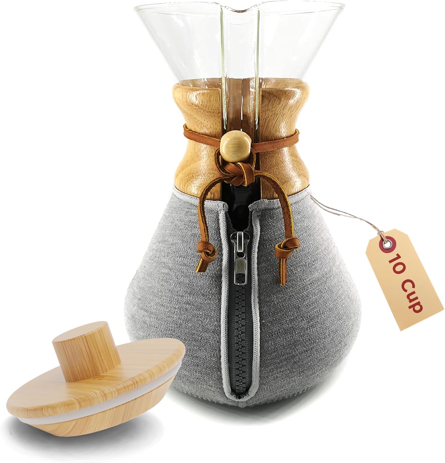 HEXNUB Cozy Warmer with Bamboo Lid Compatible with Chemex 10 Cup