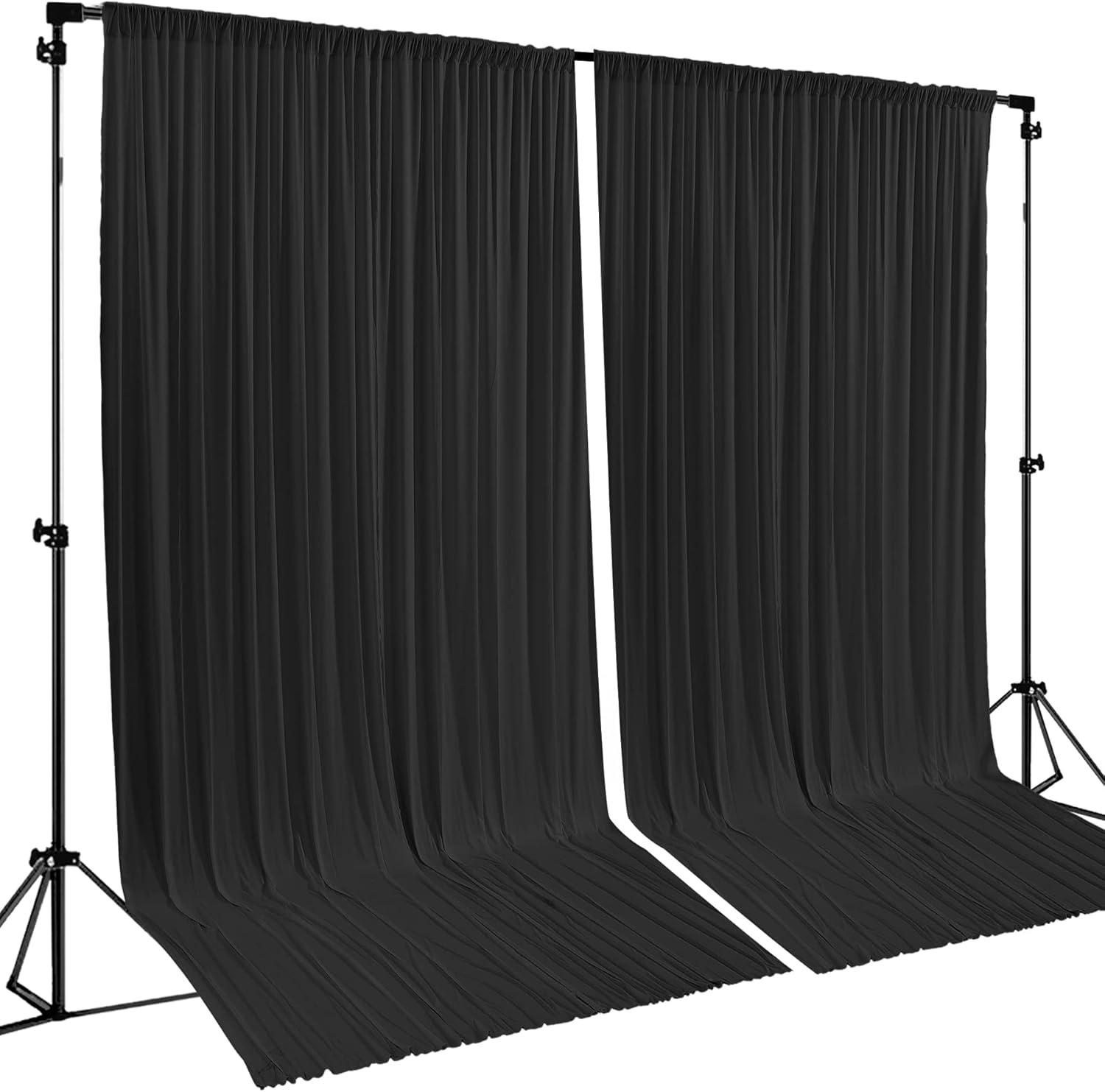 Black Backdrop Curtain 2 Panels-Wrinkle-Free Black Curtains Polyester Photography Drapes for Wedding Birthday Party Photo Background Backdrop Stand- 8 X10FT W4' x H10'(2 panels) Black