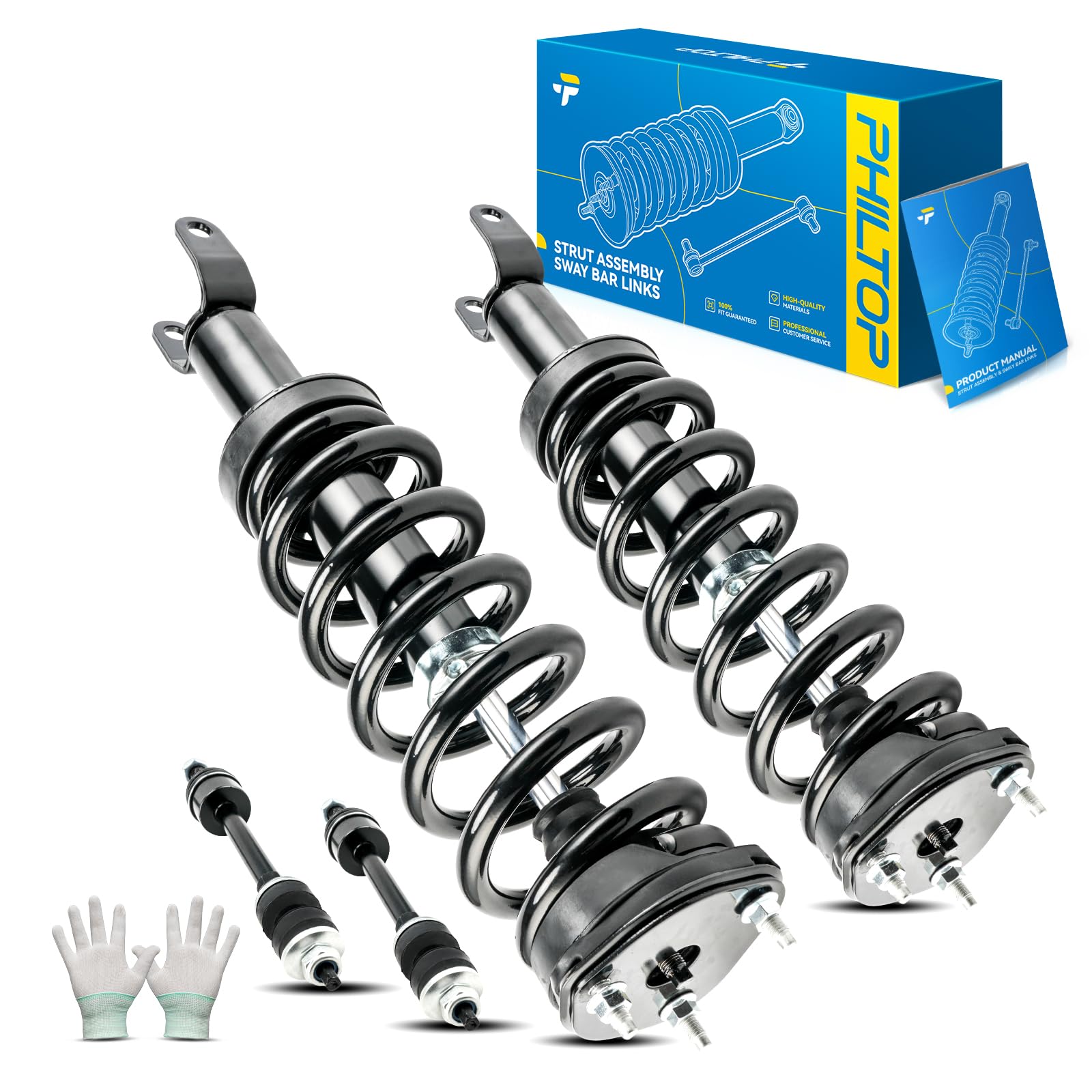 PHILTOP 4pcs Front Struts Shock &amp; Sway Bars End Links for 1500,1500 Classic