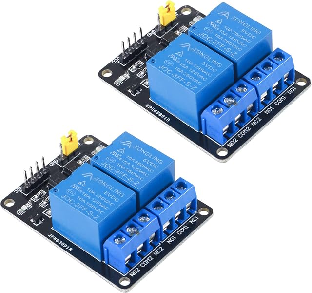 ALAMSCN 2PCS 5V 2 Channel Relay Module Board DC 5V Relay Shield Module Control Board with Optocoupler Low Level Trigger Compatible with Relay