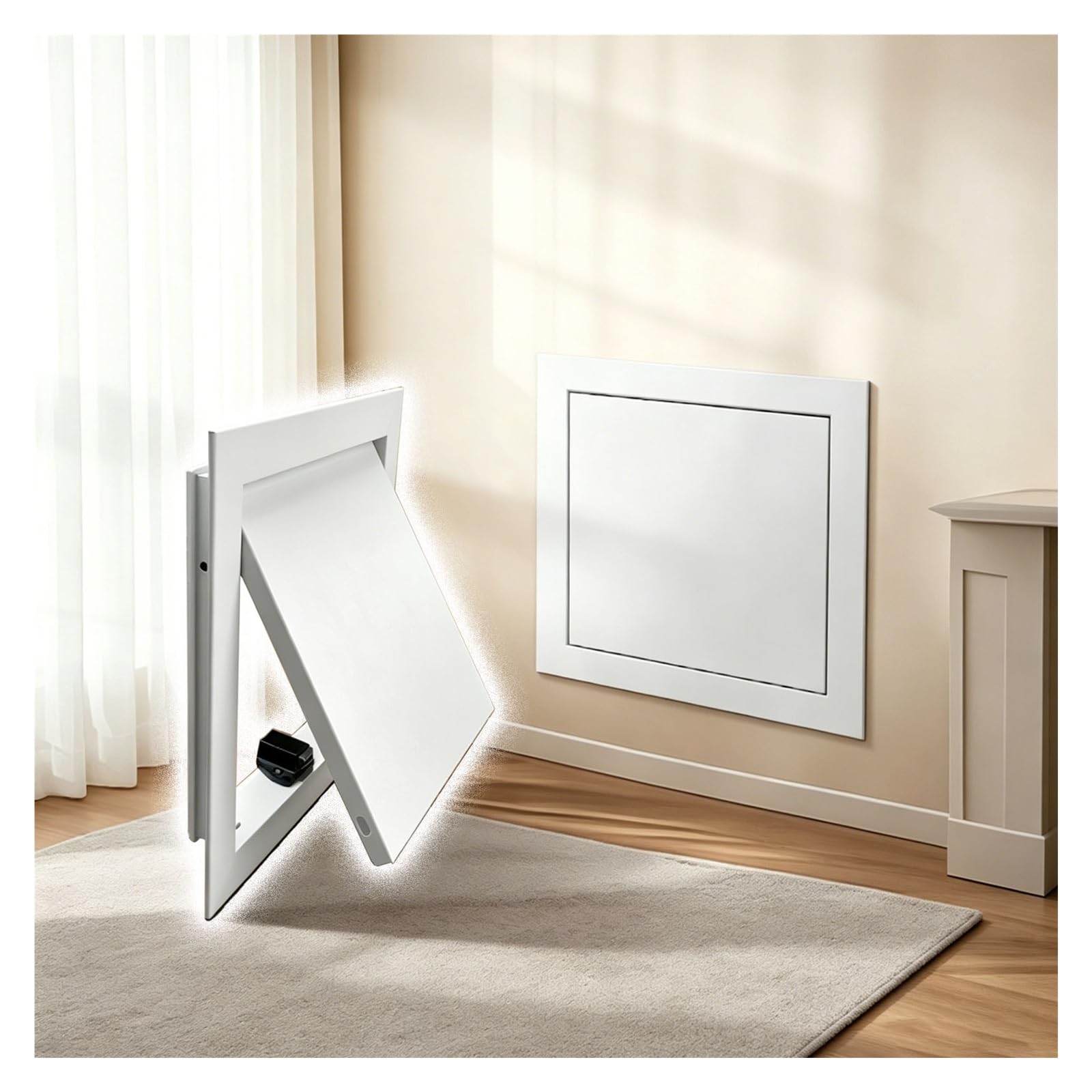 Access Panel for Ductwork & Plumbing Lines, Waterproof Shower/Laundry Chute Hole Cover, Push-Type Attic Inspection Hatch for Breaker Box(White,12x12in (30x30cm))