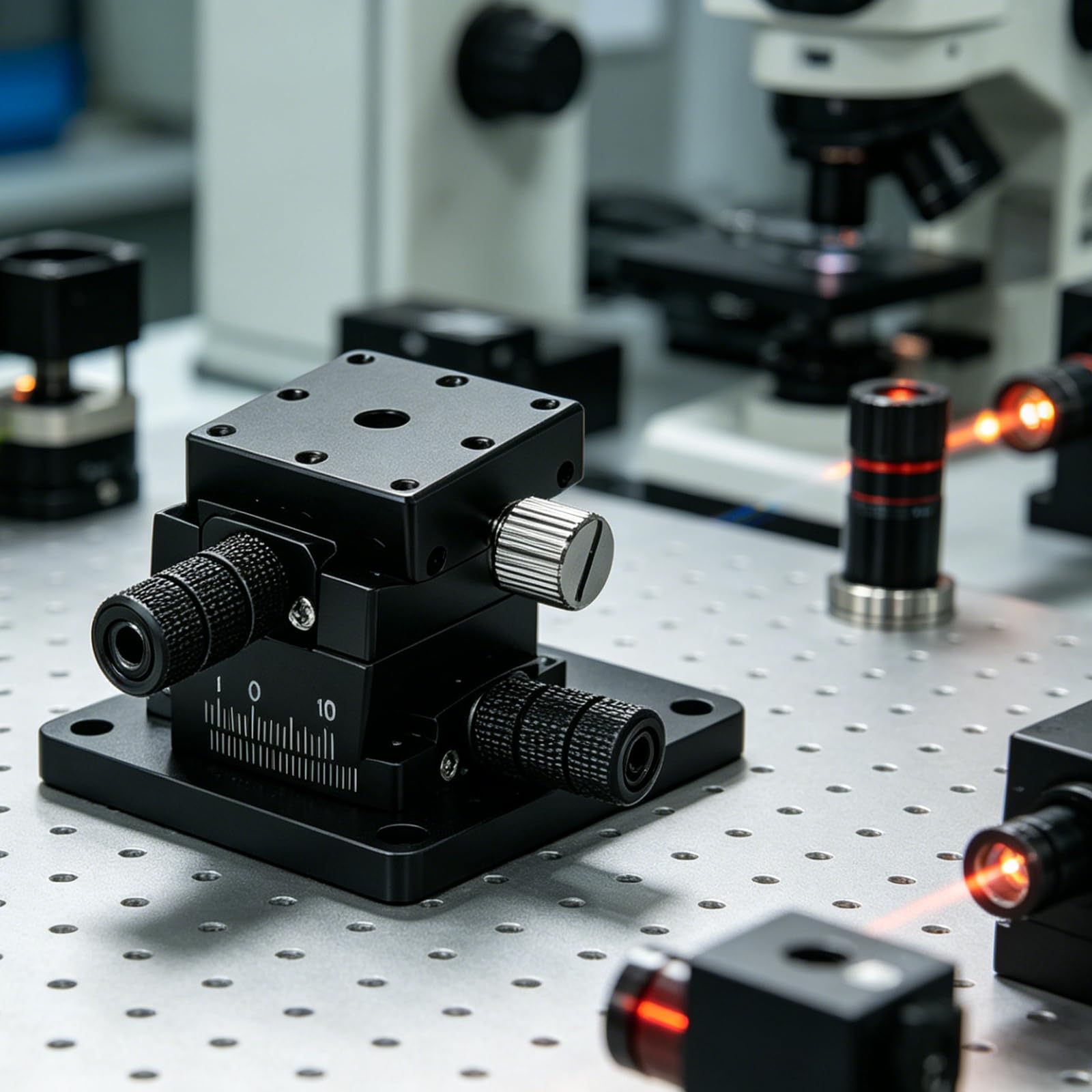 Mesa deslizante micrométrica para calibración manual precisa del ángulo, plataforma de desplazamiento de 25 x 25 mm para medición de microscopio