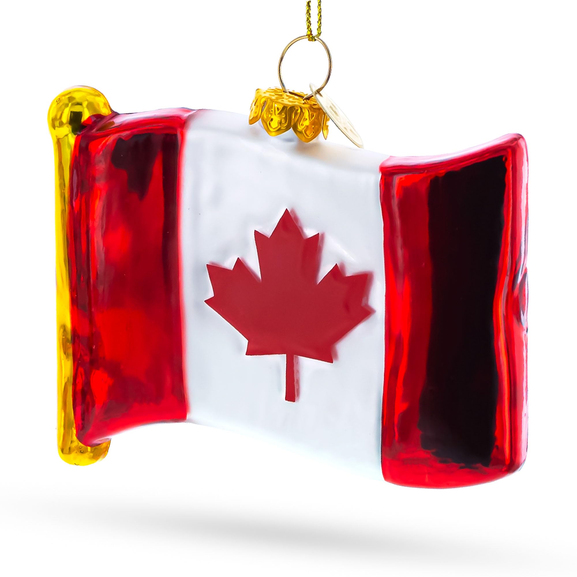 Drapeau du Canada en verre soufflé pour remplacer les boules de Noël en plastique ternes