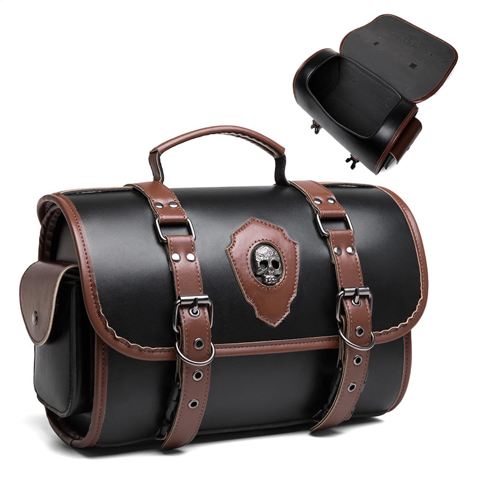 Sac à Outils pour Moto Outil De Rangement Multi-en Cuir PU Design Vintage | Outil Accessoires Moto Pour Siège Arrière Et Cadre Latéral, Équipement D'Entretien Et Fournitures Quotidiennes Pour