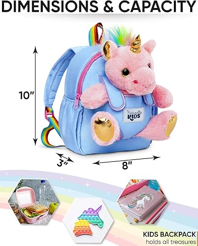 Miniatura 3 de Naturally KIDS Juguetes de unicornio rosa, regalos para niñas de 3 años, regalos de cumpleaños para niñas de 2 años, mochila de unicornio para niños
