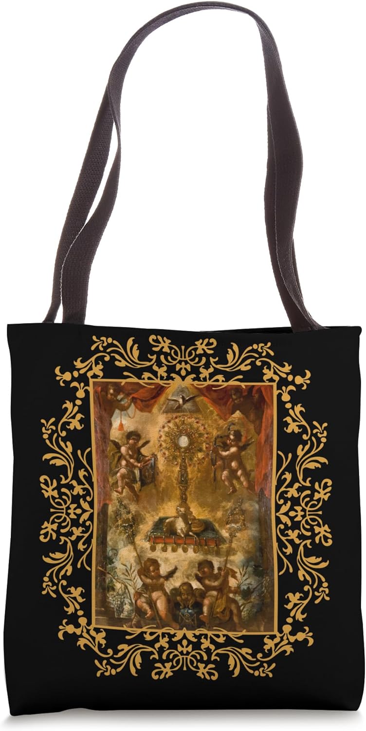 Eucharistic Adoration Pray Monstrance Traditional Latin Mass Tote Bag