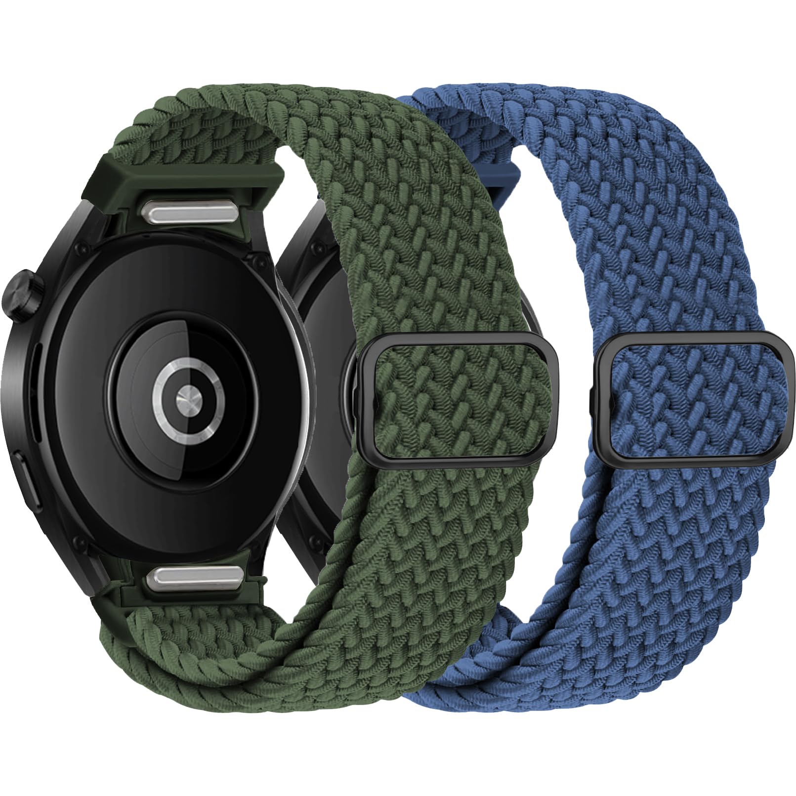 Braided Galaxy Watch 7/6/5/4/FE Strap 40mm 44mm,One Click No Gap for Samsung Galaxy Watch 4/6 Classic Straps 47mm 43mm 46mm 42mm/5 pro 45mm Women/men,Stretchy Elastic Fabric Nylon Sport Loop ArmBand