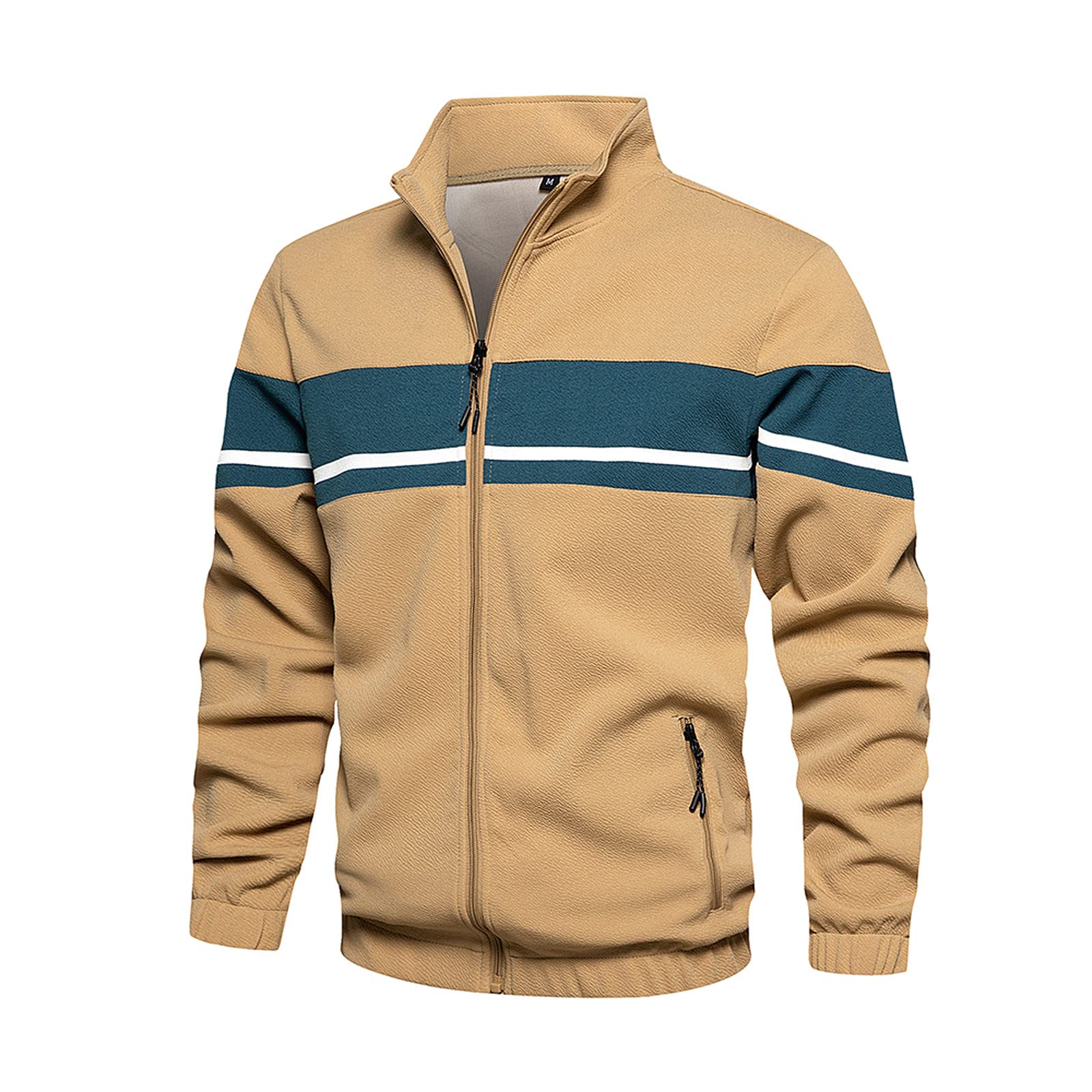Set di tute da allenamento, da uomo, in cotone, con chiusura lampo e pantaloni da jogging, 2 pezzi, per sport all'aria aperta, con chiusura lampo, antivento, tuta sportiva