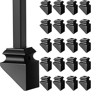 Iron Baluster Shoes Square Iron Balusters Black Copper Baluster Wrought Iron Spindles for Staircase Slant Shoes with Screw for Use with 1/2 Inch Staircase Balusters, Satin Black (24 Pack, 1/2 inch)
