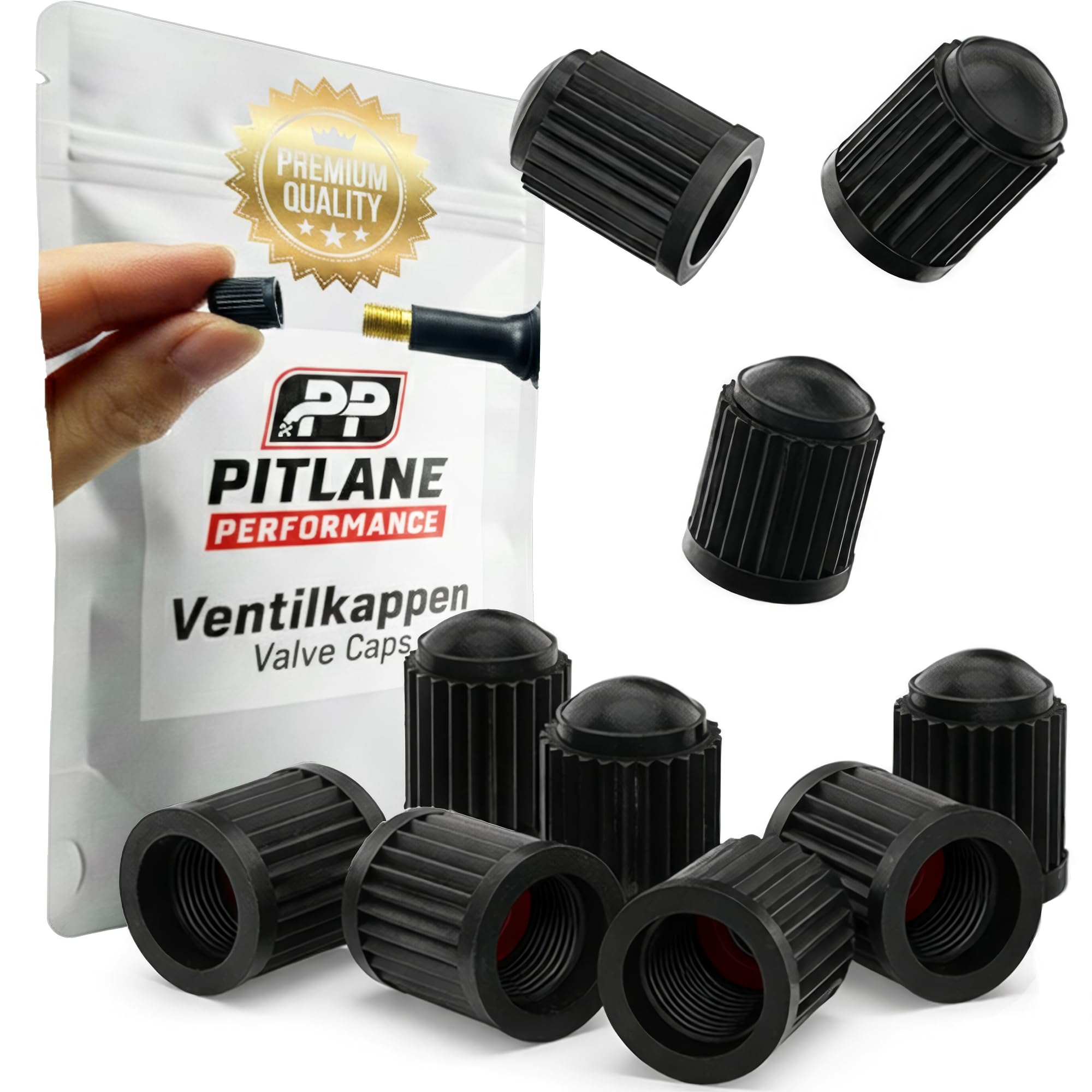 10 Stück Ventilkappen Auto & Fahrrad Robuste Autoventil Kappe mit Dichtung für PKW, Motorrad & MTB Universal Reifenventilkappen & Ventildeckel Set Ventile, Reifenventil & Ventil Zubehör (Schwarz)