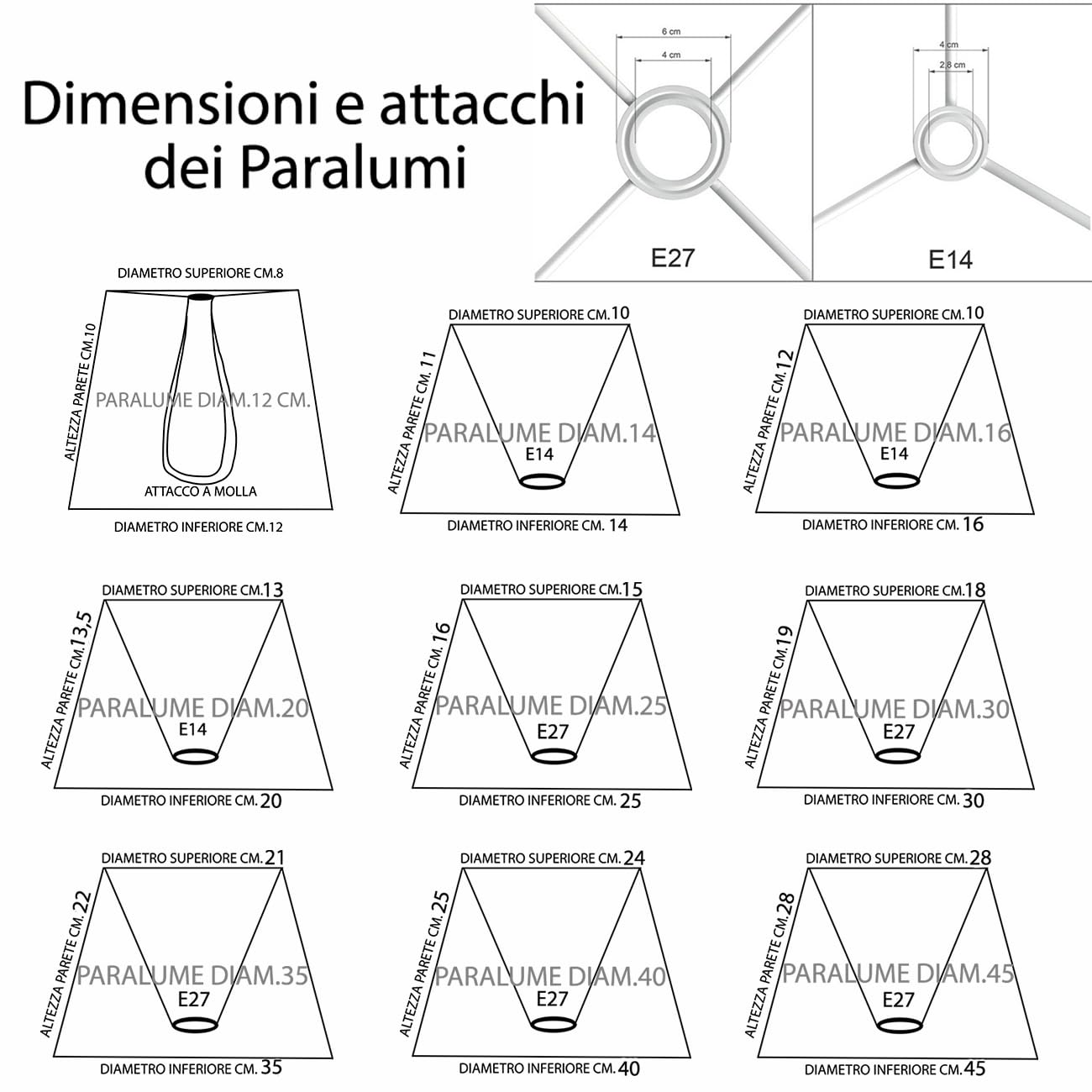 paralume abat jour paraluce copriluce di ricambio per lampada da tavolo tondo cono nuovo in cotone bianco avorio diametro 40 cm con attacco grande E27 cucito a mano made in italy
