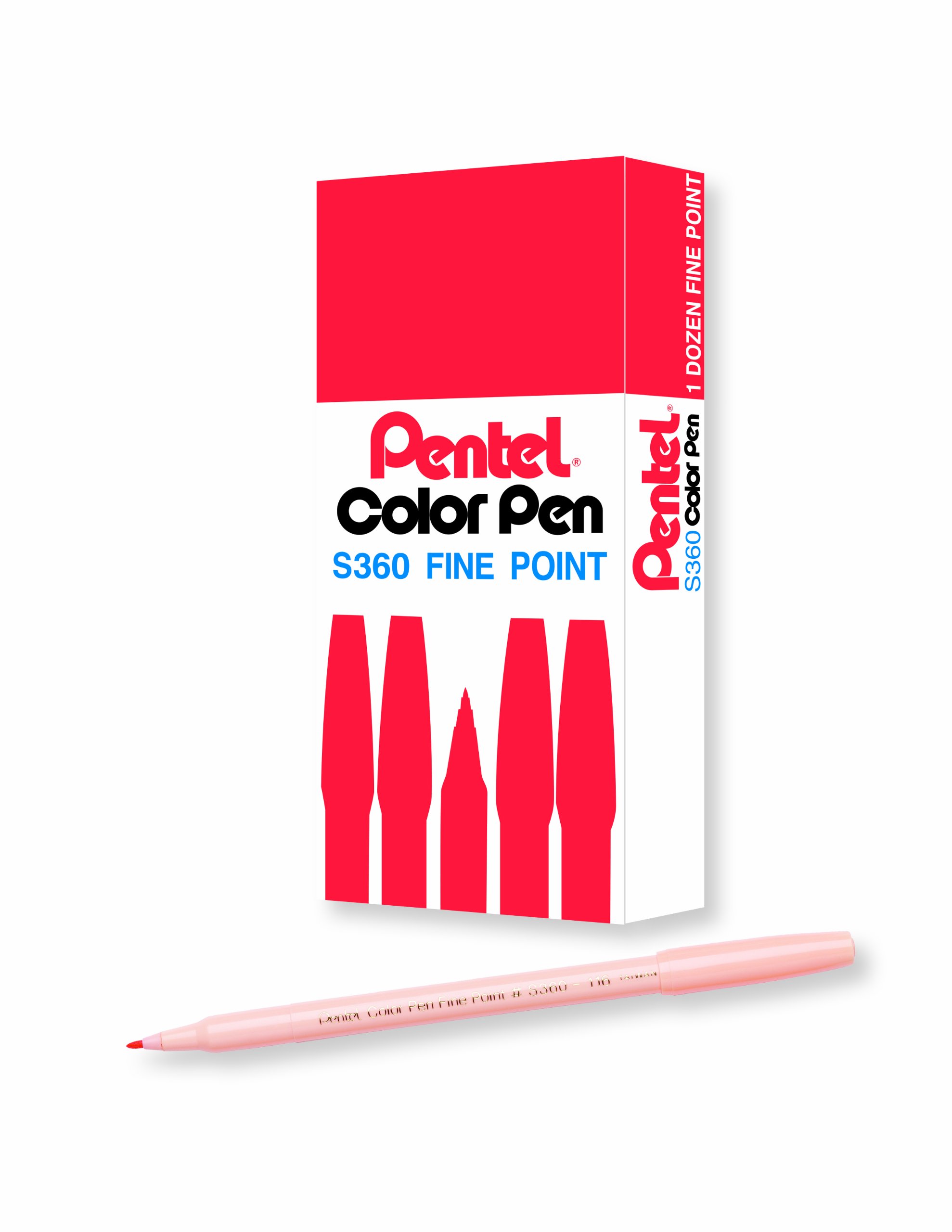 Pentel Arts Color Pen, Pale Orange, Box of 12 (S360-116)