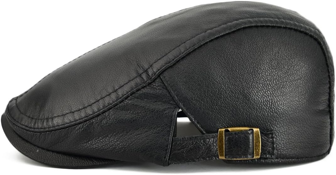 VOBOOM Men Women Adjustable Genuine Leather Ivy Cap Newsboy Hat - Image 2