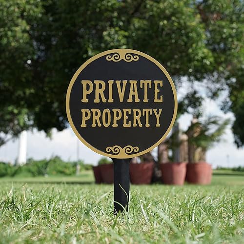 Miniatura 5 de SmartSign Letrero de propiedad privada para césped y exteriores, de un solo lado, 17 x 7.5 pulgadas, placa de metal de aluminio fundido inoxidable