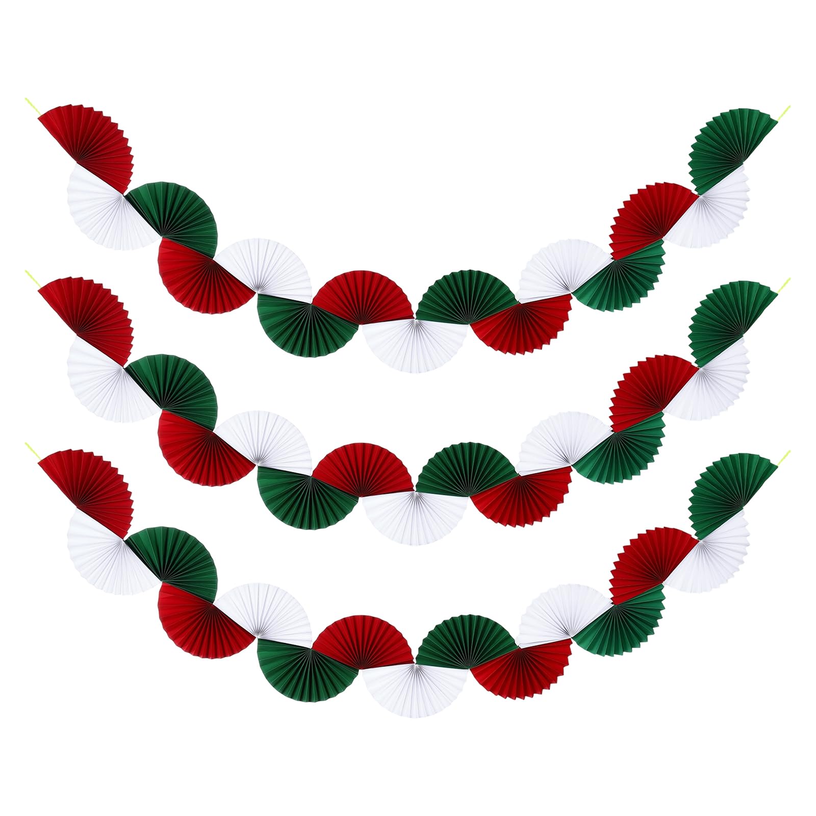 sourcing map Paper Fan Garland 5.25ft Paper Garland Red,White,Green 3 Pcs