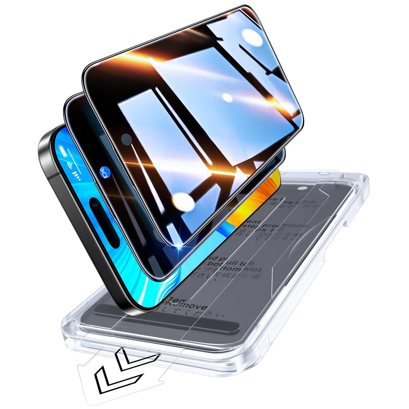 Popoluku Top 9H+ Tempered Glass for iPhone 16 Pro Max Privacy Screen Protector [100% Anti-Spy & Military-Grade Shatterproof] Longest Durable, Easy