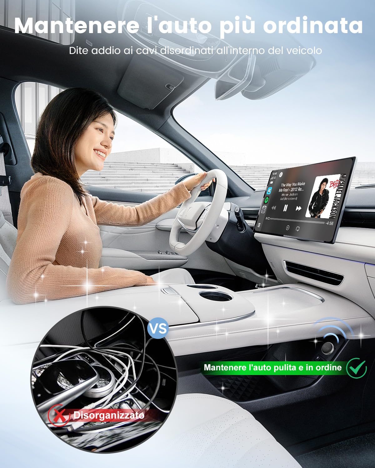CarlinKit Adattatore wireless MINI-Ultra 3 - Converte CarPlay/Android Auto cablato in wireless, Plug-and-play, USB/Type-C, aggiornamento OTA