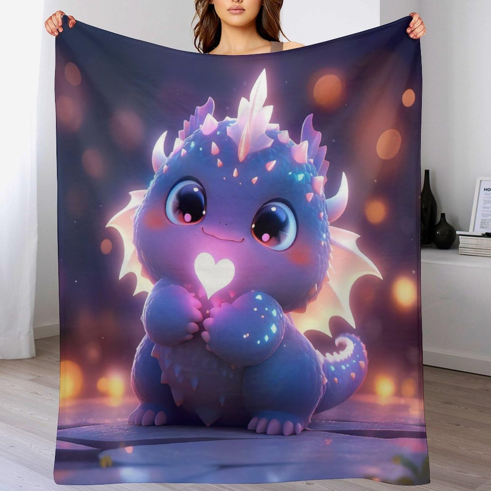 Manta de franela con dragón ideal para tardes de películas en el sofá familiar