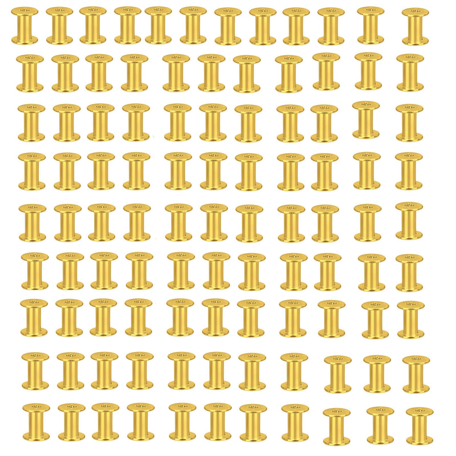 Msioytog 100Pieces Multipurpose Screw Rivets for Paper Document Management Metal Rivets Nut Assortment Supplies Binding for