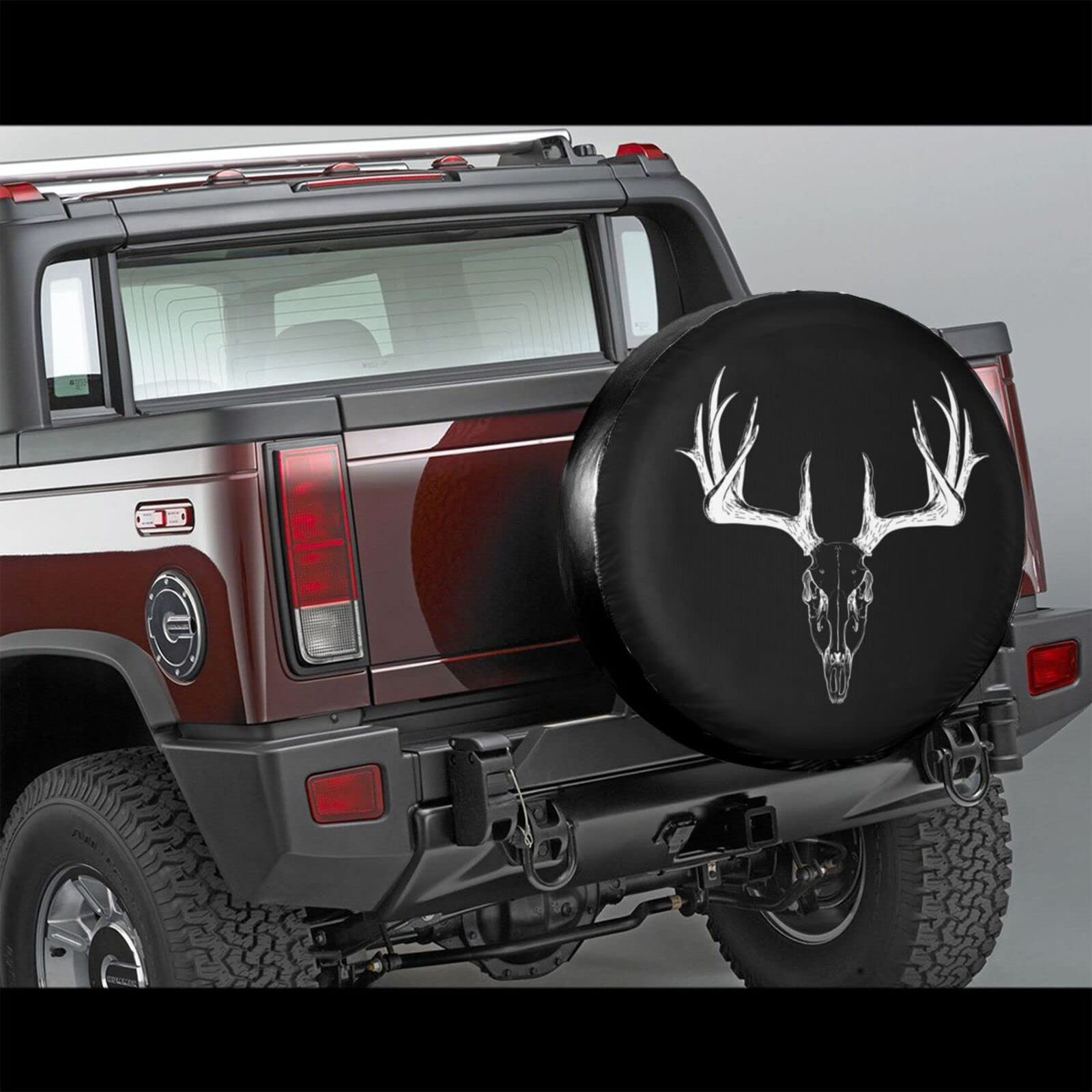 LOJAOGON Deer Skull Spare Tire Cover Wheel Protectors Dust-Proof Wheel Tire Cover Fit,Trailer, Rv, SUV and Many Vehicle 14inch