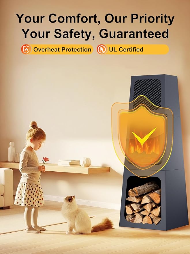 Calefactor Eléctrico Portátil con Efecto Llama 3D y Protección por Sobrecarga miniatura 3