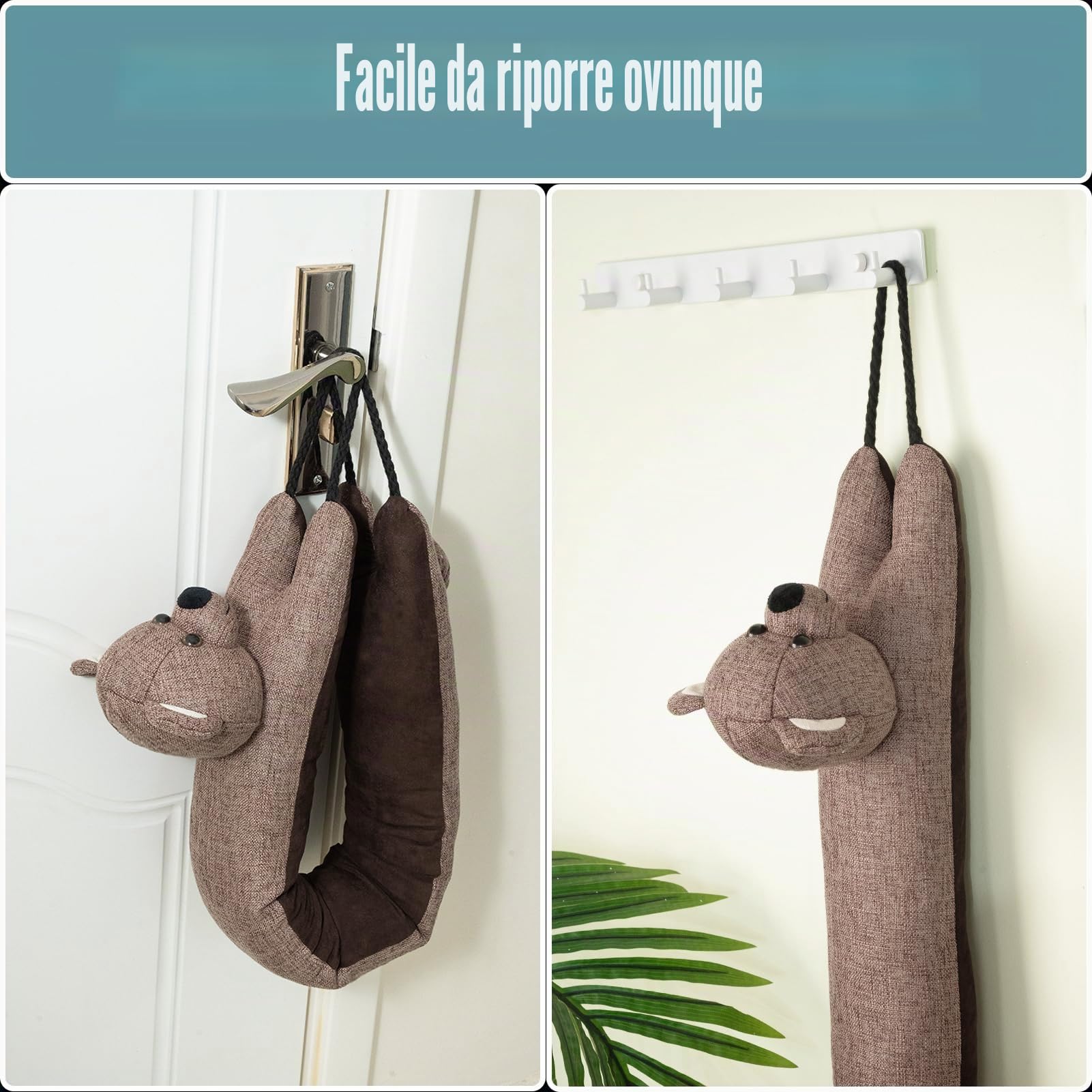 Paraspifferi decorativo sotto porta 91cm Paravento per porte e finestre, Paraspifferi appesantito per bloccare il rumore sul fondo della porta - orso 36"
