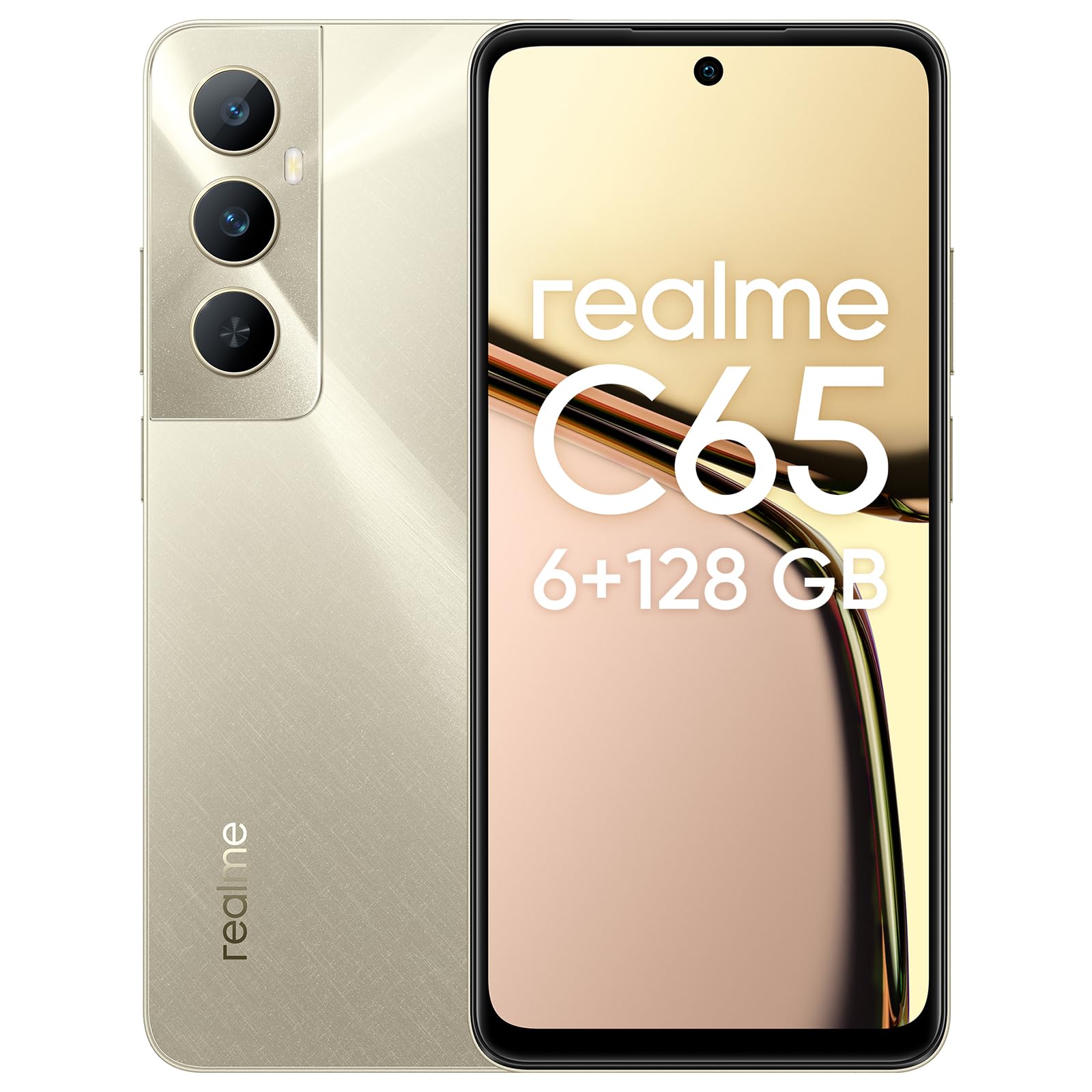 realme C65 Smartphone Android, 4G Telefono Cellulare, Schermo da 6,67'' per il comfort degli occhi, 12GB RAM dinamica, 128GB ROM, Fotocamera AI da 50 MP, G85 MediaTek Helio, Batteria da 5000 mAh, Oro