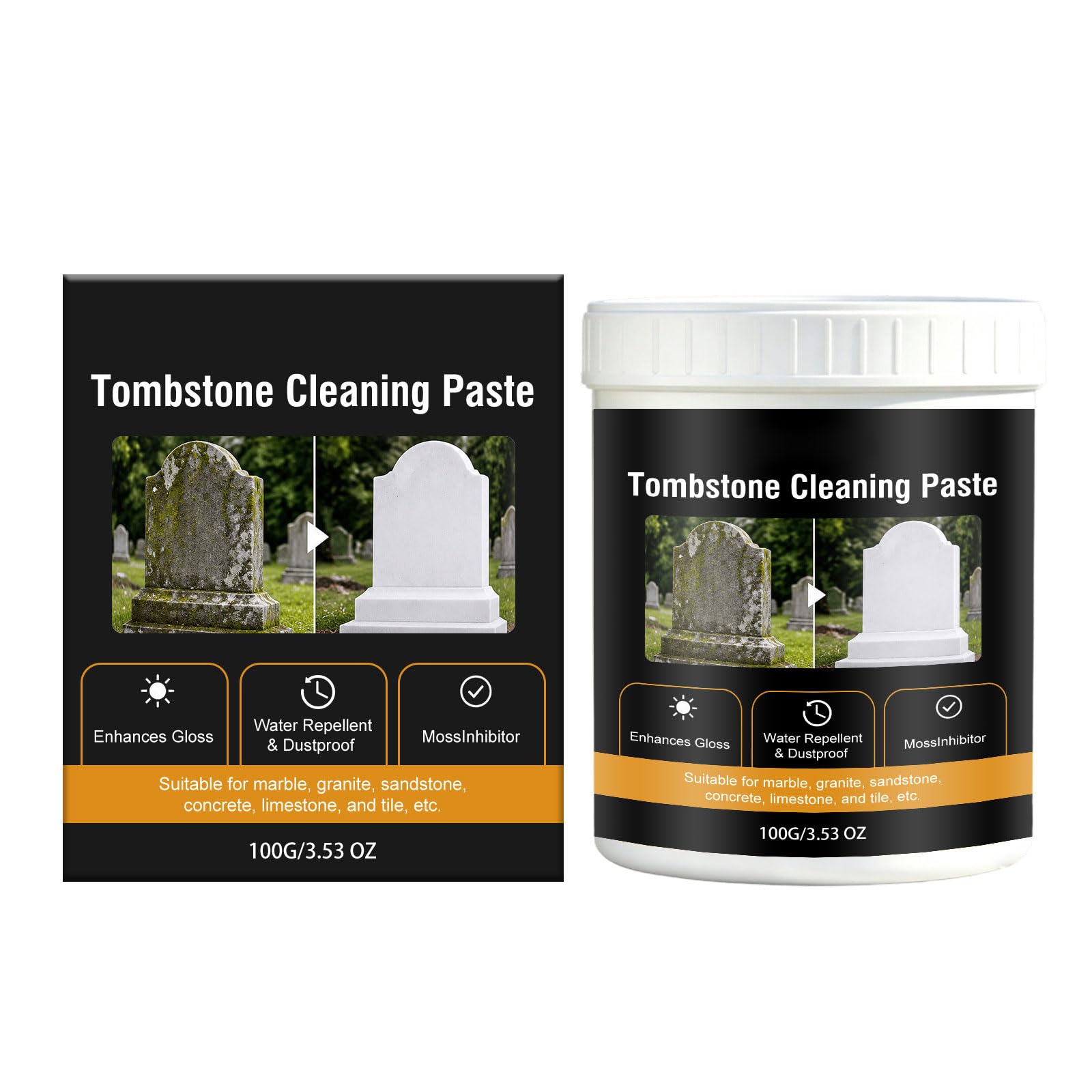 Pangboer Multicolor Grave Marker Care Compact Jar Design Supports Routine Monument Upkeep, Directed Coverage Along Lettering Lines, Practical Help During Outdoor Visits Gravestone Memorial Stone Upkeep Carved
