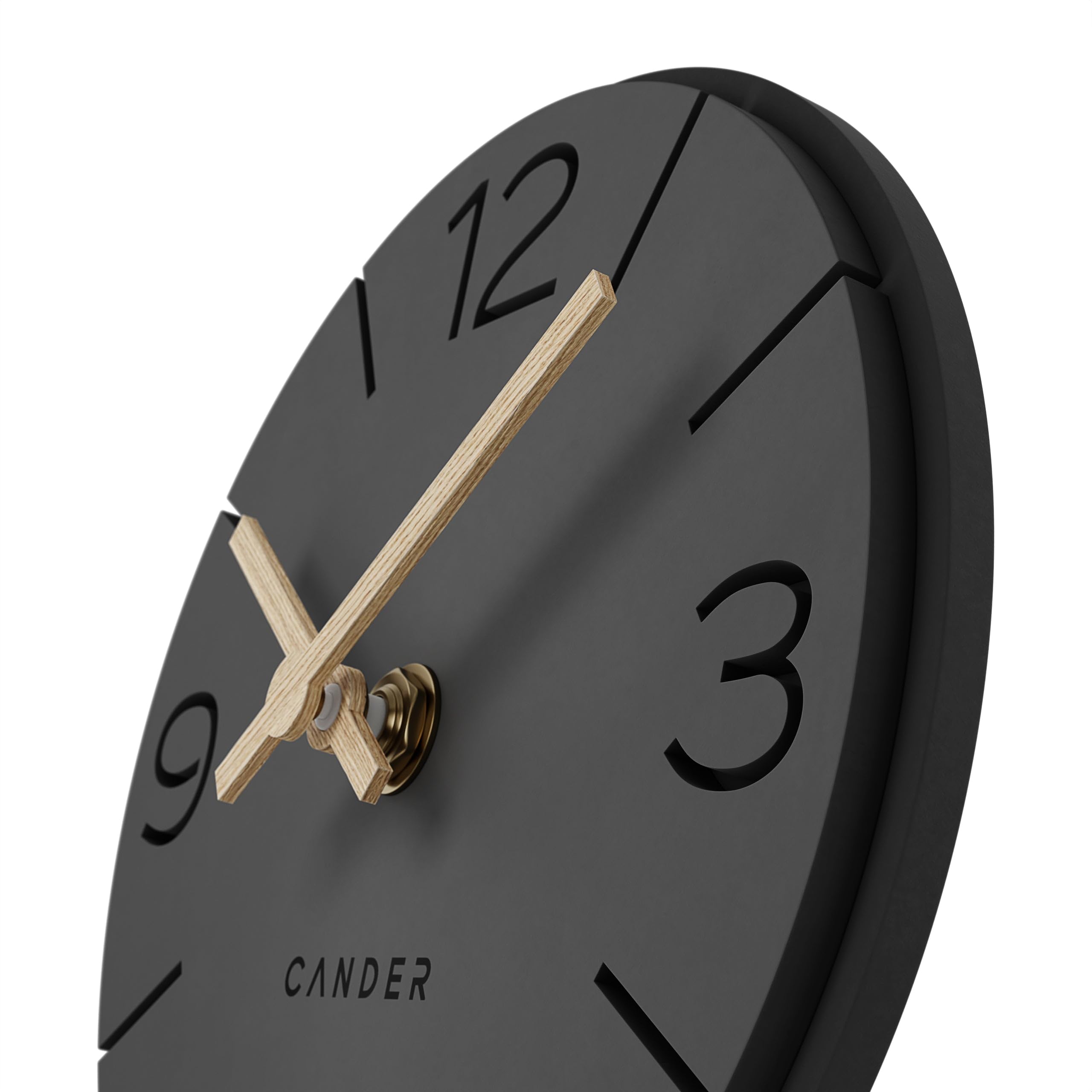 Cander Berlin MNU 2615 Y - Reloj de mesa silencioso sin tictac, 15 cm, analógico, funciona con pilas, color gris y negro