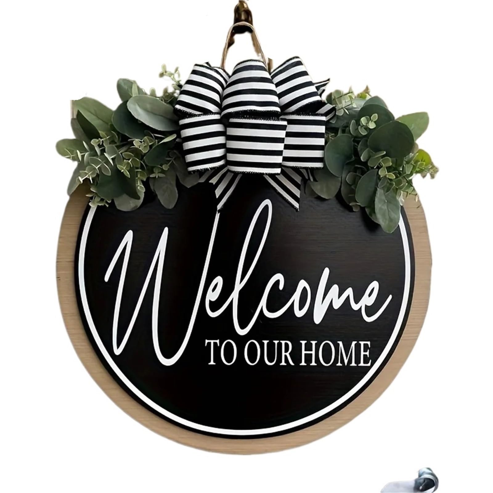 Wooden Welcome Sign Welcome Sign Door Hanging Round Wooden Wreath Home Room Wall Cafe Porch Farmhouse Decoration for home