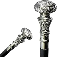 Vista 2 de Bastón de madera con perilla victoriana, mango de latón, estilo victoriano, cabeza vintage sólida, bastón hecho a mano, latón, 36 pulgadas, hombres