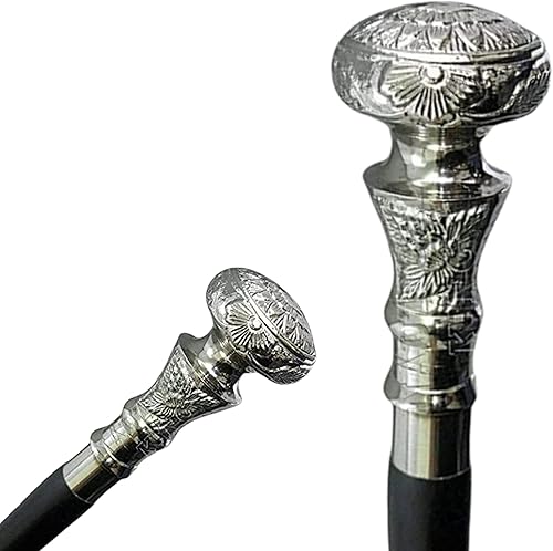 Miniatura 2 de Bastón de madera con perilla victoriana, mango de latón, estilo victoriano, cabeza vintage sólida, bastón hecho a mano, latón, 36 pulgadas, hombres