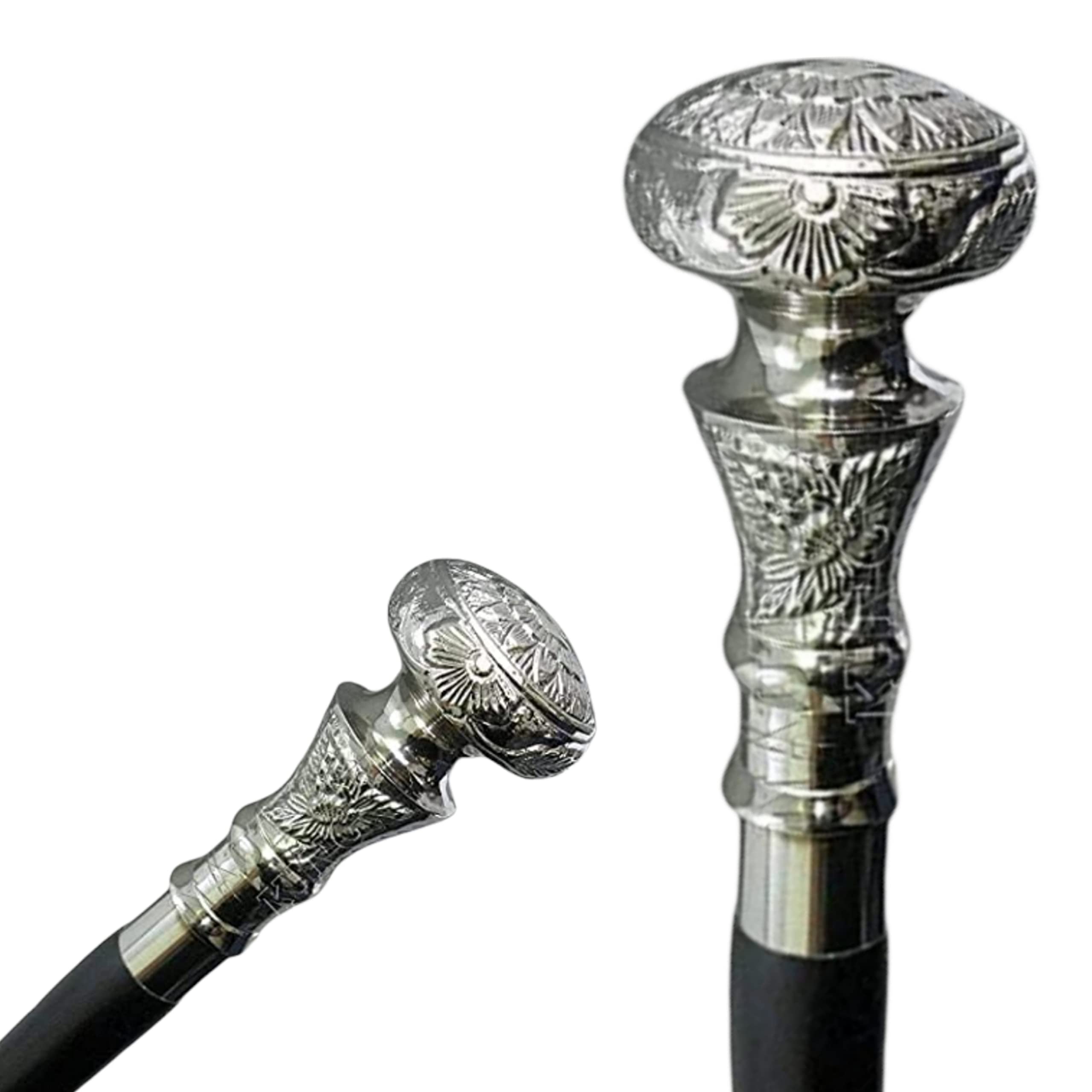 WAVE NAUTICAL - Vintage Brass Silver Knob Walking Cane Walking Stick Brass Gift Solid Vintage Designer Victorian Wooden Cane Folding Walking Stick 36" with Brass Handle Men and Women (B0B828ZVRK) Amazon Price History, Amazon Price Tracker