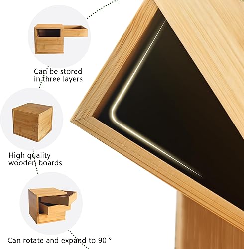Miniatura 6 de FARLEY Caja organizadora de bambú, 7.08 x 7.08 x 6.69 pulgadas, caja organizadora de bambú natural, cajas reutilizables de arte y bricolaje, cajas