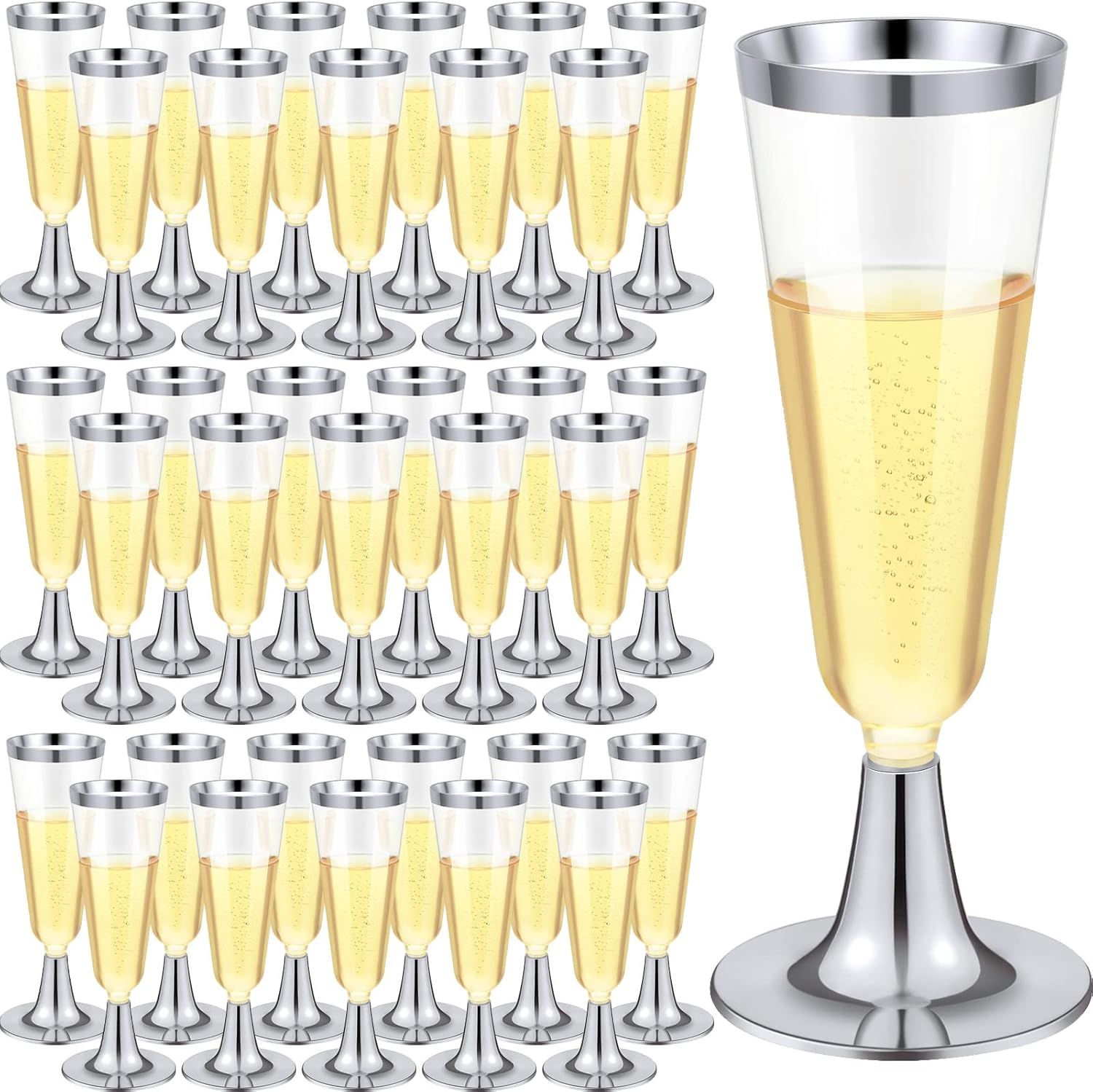 Buy 100 Pack Rimmed Plastic Champagne Flutes 5 Oz Clear Toasting