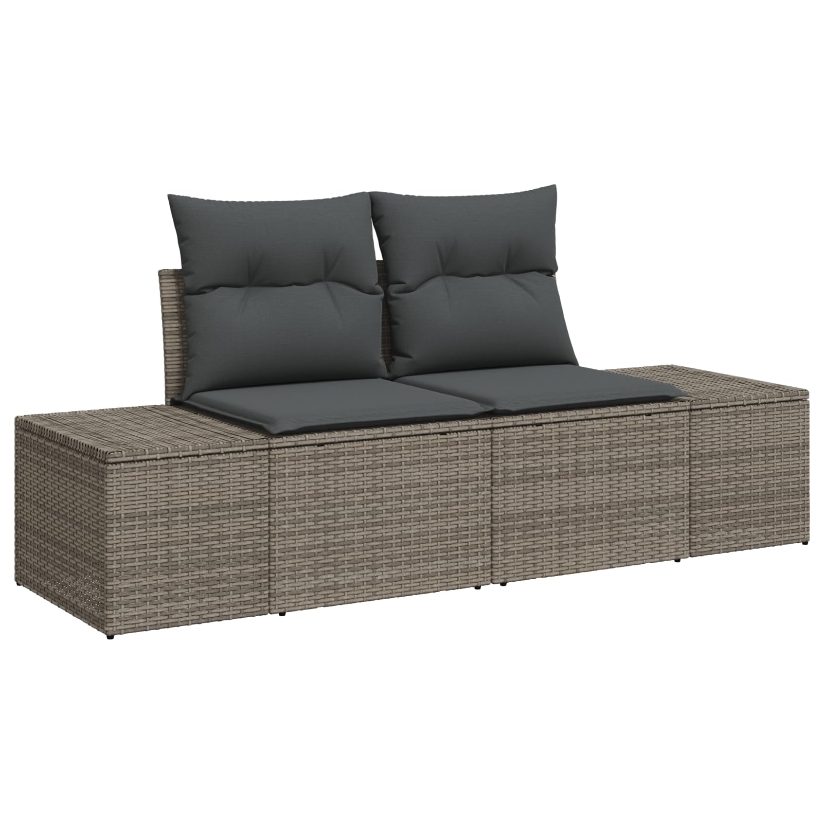 Juego de 6 sofás de jardín con cojines, color gris, polirratán, resistente a la intemperie, sofá de jardín modular
