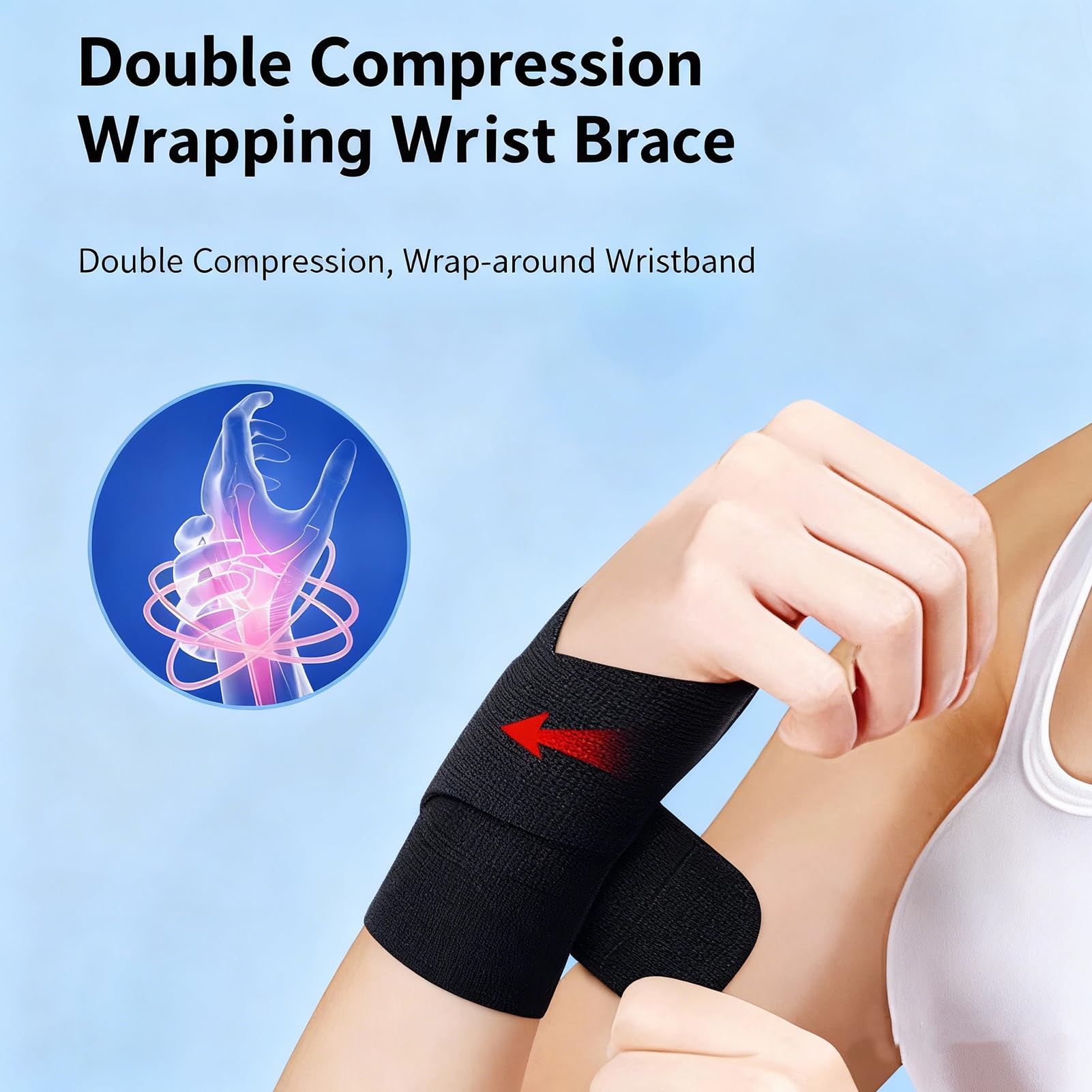 2PCS Tutore Polso Sottile, Polsiera Ortopedica Regolabile per Tendinite, Tutore per Tunnel Carpale Sinistro e Destro, Compressione Traspirante per Sport, Palestra, Computer, Dormire (Nero)